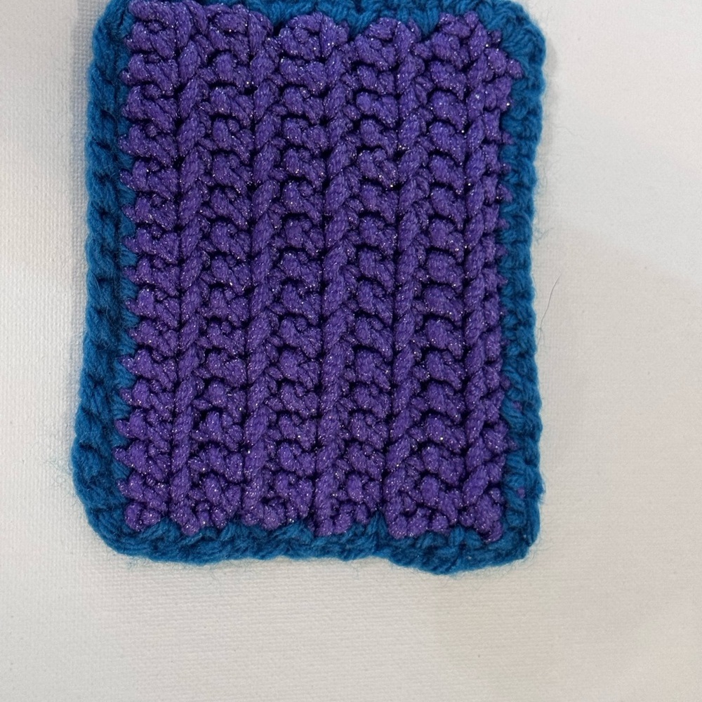 Handmade Purple and Blue Crochet Washcloth